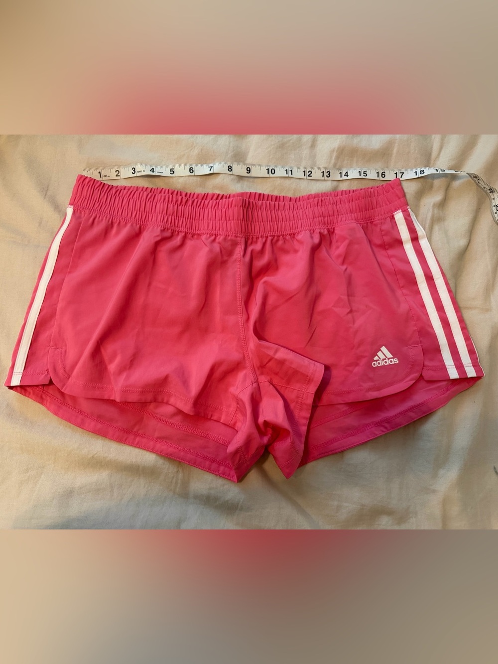 Adidas Women’s 3” Pink Athletic Shorts with 3 Stripes - L - Like New